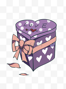 紫色心形礼品盒插画