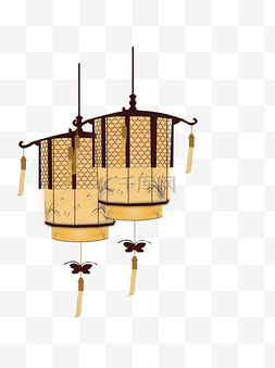 喜庆新年中国风复式灯笼可商用家