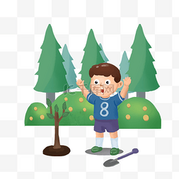 植树节图片_植树节种植树木的小男孩