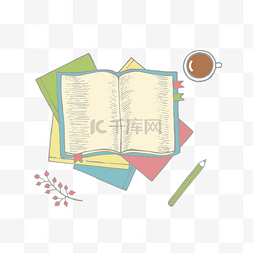 俯视咖啡图片_俯视书本和咖啡矢量素材