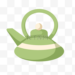 绿色的茶壶手绘插画