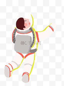 太空宇航员手绘图片_太空之旅飞行员装饰插画