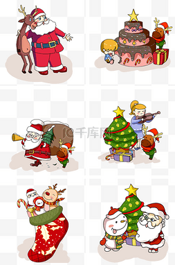 圣诞老人送礼插画图片_圣诞节过节过节送礼物卡通插画合