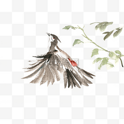 展翅的小鸟水彩画PNG免抠素材