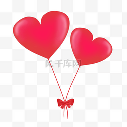 红色爱心气球装饰图片_手绘红色爱心气球情人节七夕节