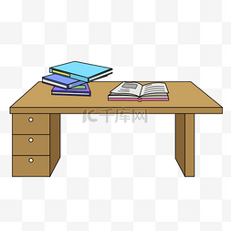 认真学习的卡通图片_卡通风格的木质书桌