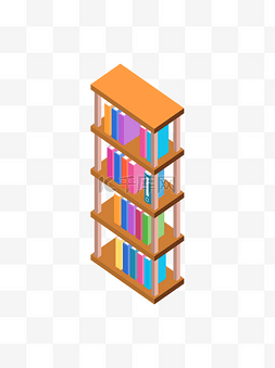 2.5D开放式书柜书架家具元素