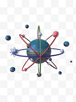 红色球科技图片_太空科技元素化学分子科幻球仪可