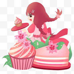 冰淇淋与蛋糕图片_樱花蛋糕与甜品少女