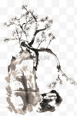 绘画写意图片_梅花水墨画PNG免抠素材