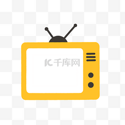 黄色老旧电视机矢量图
