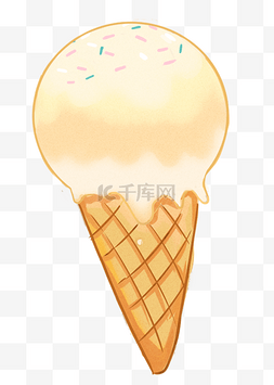 黄色圆筒图片_蛋卷奶油冰淇淋插画