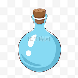 手绘插画酒瓶图片_卡通手绘蓝色圆形瓶子插画