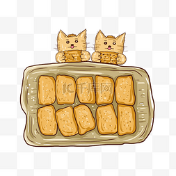 美食海报免费下载图片_手绘可爱卡通猫饼干插画