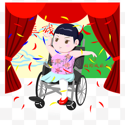 坐轮椅的人物图片_残疾人日助残公益人物