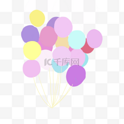 一串彩色气球挂饰装饰图案PNG