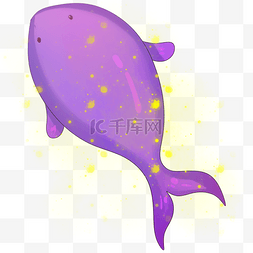 鲸鱼手绘插画图片_卡通手绘粉色绚丽鲸鱼遨游插画