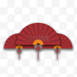 折扇折扇图片_红色中国风古典扇子