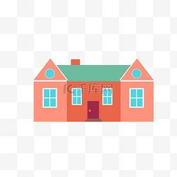 台阶建筑图片_红色的平房房子