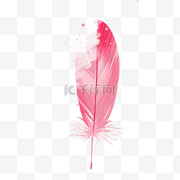 红色水彩水粉装饰羽毛