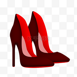 深红色女士高跟鞋插画