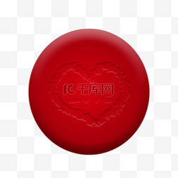 立体质感爱心图片_圆形红色爱心按钮