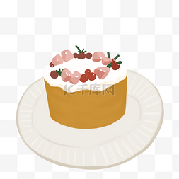 桃子草莓蛋糕手绘可爱