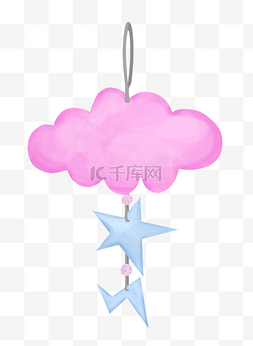 手绘粉色云朵插画