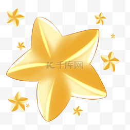 黄色节日星星图片_黄色立体点缀五角星