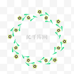 扁平化绿色清新图片_矢量卡通扁平化绿色花卉边框