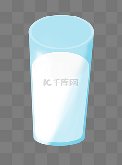 手绘玻璃的牛奶杯插画