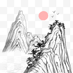 高清山水画图片_中国风山水画国画水墨