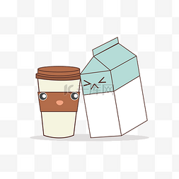奶茶咖啡咖啡图片_矢量手绘卡通牛奶奶茶