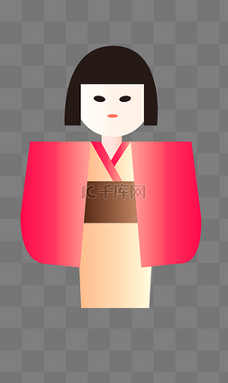 穿红色衣服女孩图片_穿和服的日本女孩