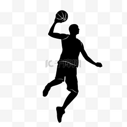 黑色手绘篮球运动员