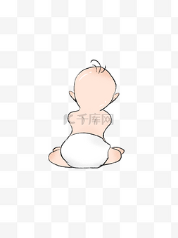 坐着婴儿图片_可爱趴坐背影姿态之婴儿卡通手绘