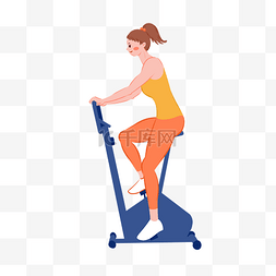 矢量健身器材图片_手绘矢量卡通运动健身锻炼骑单车