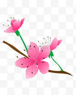 水墨中国风玫瑰图片_卡通免扣粉色花朵
