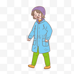 冬季冬日紫帽姑娘卡通手绘