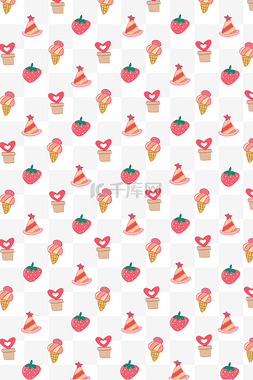 卡通水果甜品图片_卡通草莓底纹装饰