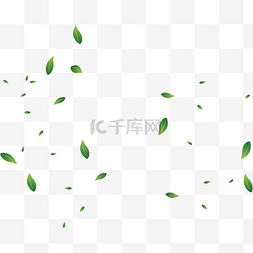 绿色小清新海报图片_绿色漂浮树叶矢量透明png