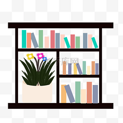  书本书架植物