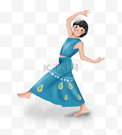 女孩生活插画图片_舞蹈班跳孔雀舞的女孩