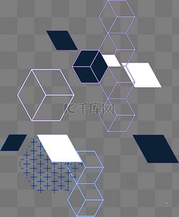 创意图形渐变图片_孟菲斯正方体抽象创意图形元素