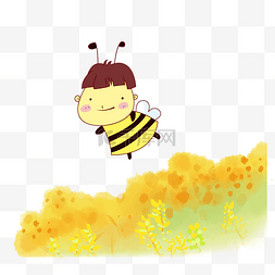黄色油菜花田上的蜜蜂