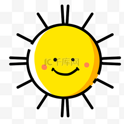 黄色卡通微笑太阳