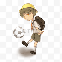 小孩踢足球图片_男孩小孩卡通人物足球孩子