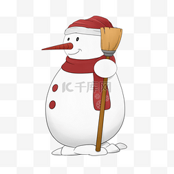 戴圣诞帽的绵羊图片_圣诞雪人手绘插画