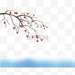 雪中的树枝和果实