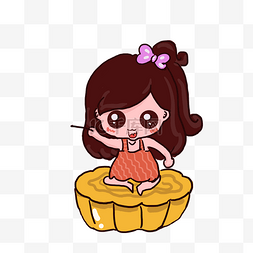 吃月饼的女孩中秋节